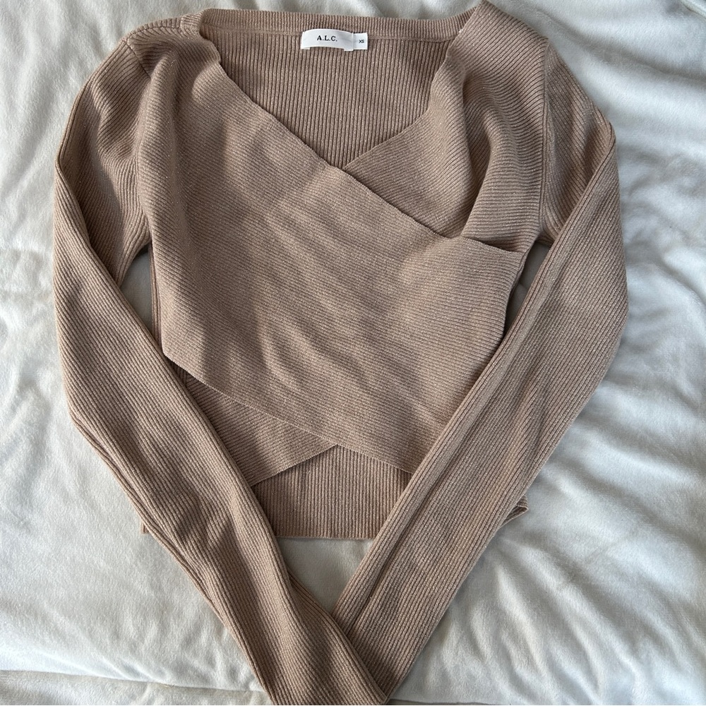 ALC Long Sleeve Faux Front Wrap Shirt size XS